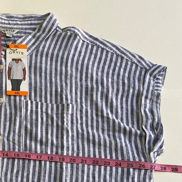 Orvis Ladies' Short Sleeve Linen Blend Shirt, Blue Stripe, XX-Large NWT - Picture 11 of 15